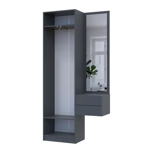 Прихожая Сола 1+2 Doros Графит / Серый ДСП / зеркало 105х40х215 (42005153) - фото 6