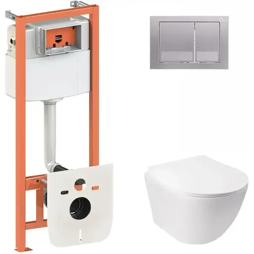 Набір Q-tap інсталяція 3 в 1 Nest QT0133M425 з панеллю змиву квадратною QT0111M06029SAT + унітаз з сидінням Jay QT07335176W - фото 1