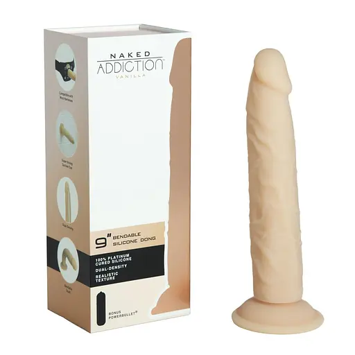 Фалоімітатор Naked Addiction – 9” Silicone Dual Density Bendable Dildo - Vanilla - фото 6
