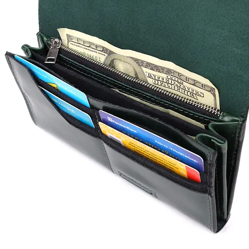 Кошелек в два сложения из натуральной гладкой кожи Grande Pelle 20х10х2 см acs0029685 - фото 7