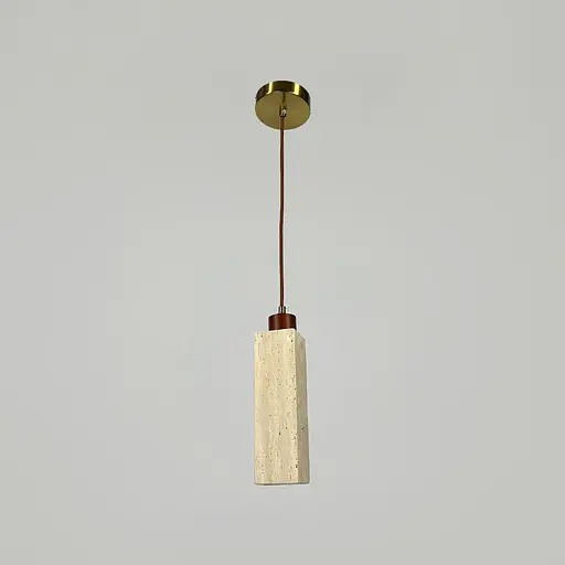 Світильник із підвісним травертиновим корпусом дерев'яною фурнітурою 6.5х6.5х28 см Line F ST003-65 x 230 - фото 7