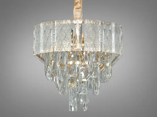 Ефектна кришталева люстра підвіс овальної форми,10 ламп, золото - фото 2