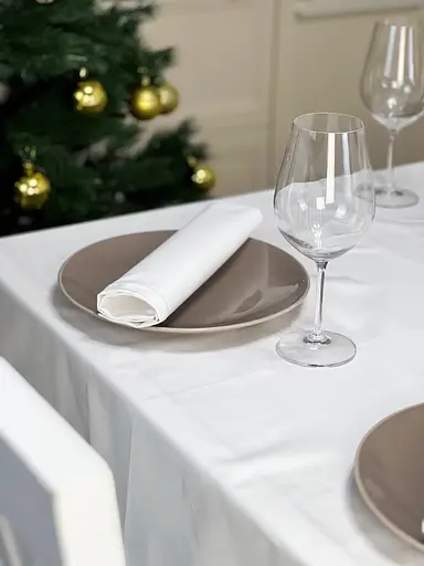 Водовідштовхувальна скатертина новорічна Білий однотон 260х140 см (+ 5 серветки 30х40) - фото 5