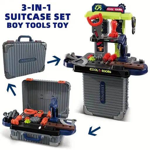 Набір інструментів у кейсі Cool Tools 2в1 – дитячий верстат із валізкою - фото 9