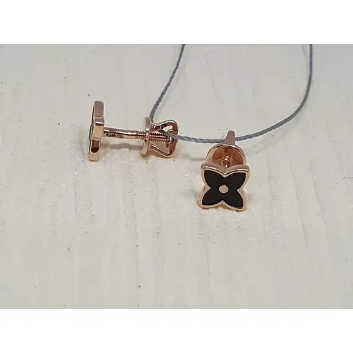 Золоті сережки-пуссети Ювелірне виробництво А. Долина з емаллю. 120932 - фото 4