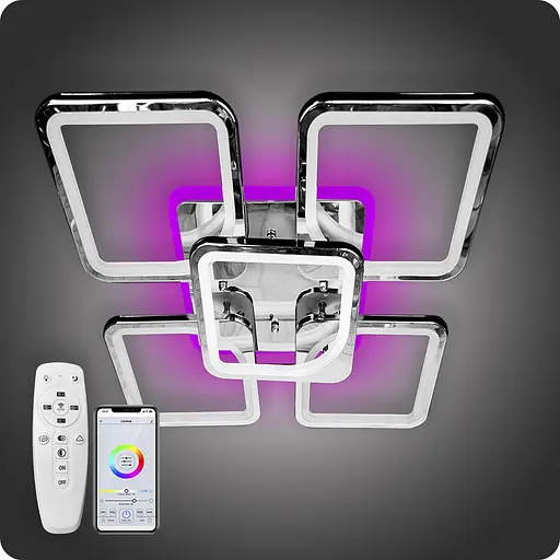 Люстра світлодіодна 517 Dlight 3color з пультом 150Вт Хром (01538) - фото 1