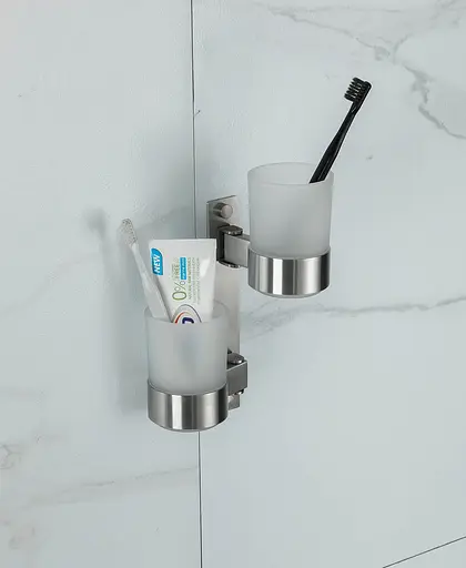 Склянка для зубних щіток подвійна Frap F30408 нержавіюча сталь - фото 2