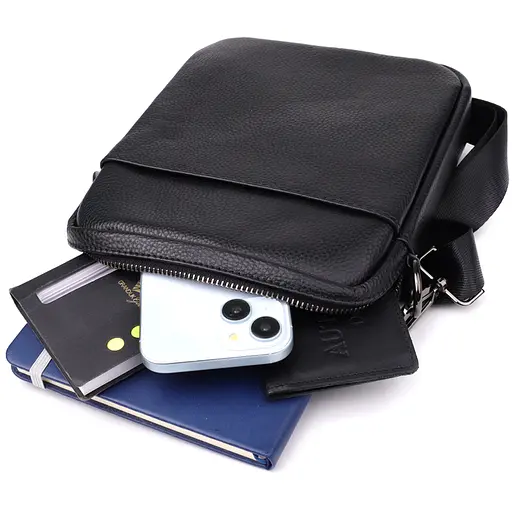 Компактна чоловіча сумка на плече з натуральної шкіри Vintage 18х21,5х4 см sum0027490 - фото 8