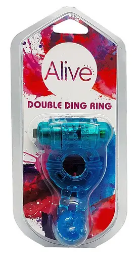 Ерекційне віброкільце Alive Double Ding Ring 2 мотори для екстремальної подвійної насолоди пари Blue - фото 2