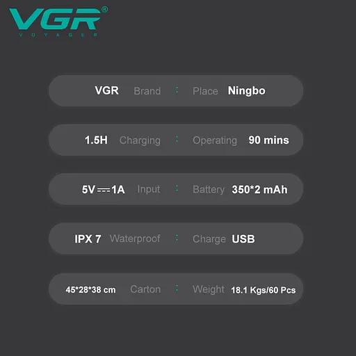 Електробритва шейвер VGR V-379 подвійне лезо триммер водонепроникний з дорожньою сумкою - фото 10