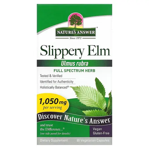 Слизький в'яз Nature's Answer Slippery Elm 1050 мг 90 вегетаріанських капсул - фото 2