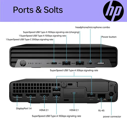 Комп'ютер персональний неттоп HP Pro 400-G9 Mini Intel i3-13100T 8GB F512GB UMA WiFi кл+м 3р Win11P - фото 6