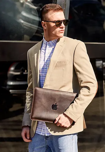 Шкіряний чохол BlankNote для MacBook 13 дюйм Темно-коричневий Crazy Horse - фото 4