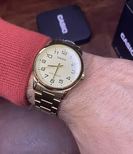 Наручні годинники чоловічі позолочені кварцові японські оригінал Casio MTP-V001G-9BUDF (модуль №5361) - фото 5