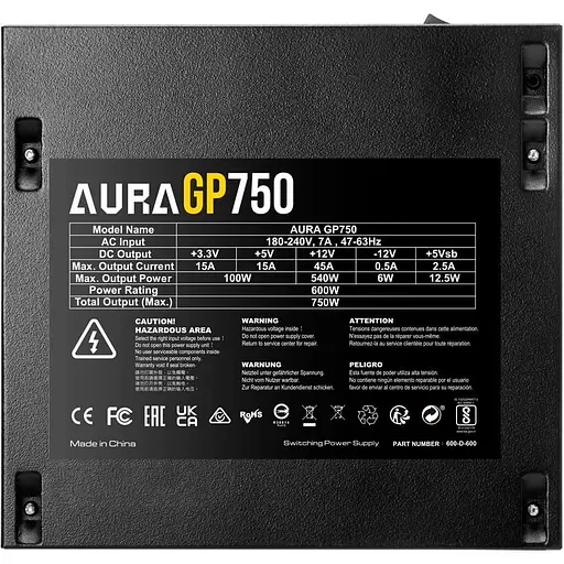 Блок живлення GAMDIAS AURA GP750 (4711514500820) - фото 3