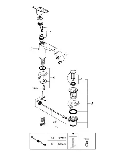Змішувач для умивальника Grohe BauLoop М-size одноважільний Хром 30412 - фото 10