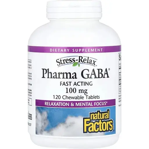 Гамма-аміномасляна кислота Natural Factors Stress-Relax Pharma GABA 100 mg, 120 желеек для спокою