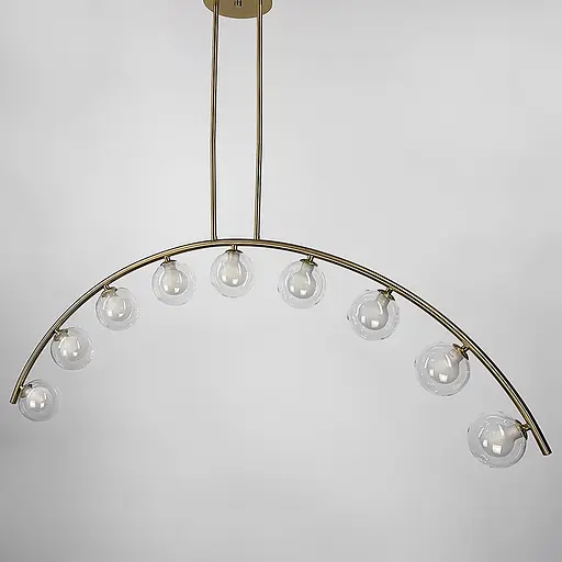 Золотая люстра-дуга на 9 двойных плафонов Line.F MJ 80/9 AB - фото 7