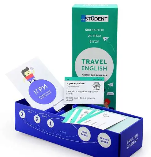 Настільна гра English Student Картки для вивчення англійської мови English Student Travel English Для подорожей (укр.) (59123280) - фото 4