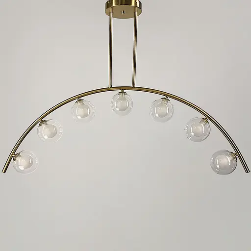 Золота люстра-дуга на 7 подвійних плафонів Line.F MJ 80/7 AB - фото 2