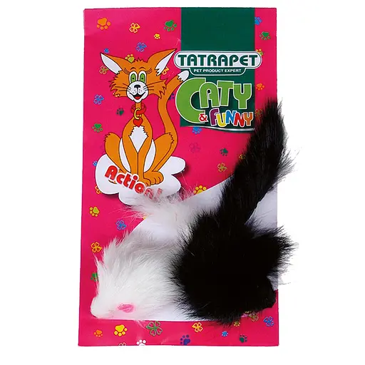 Игрушка для кошек TatraPet Caty Funny плюшевые мышки белая/черная 6 см 2 шт.