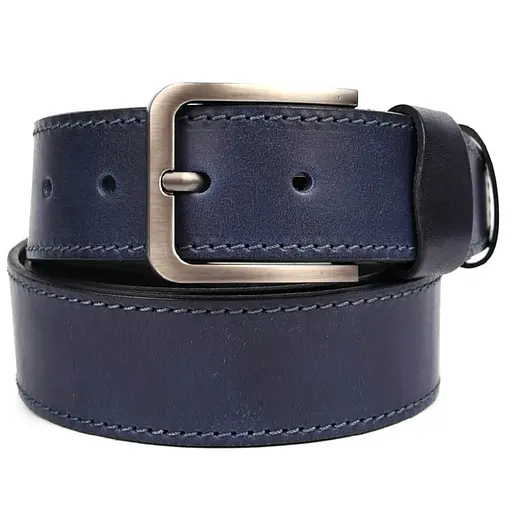 Кожаный ремень LIMARY синий с строчкой 4х120 см acs0032084 - фото 5
