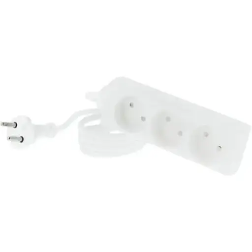 Удлинитель сетевой Tecro, 3 розетки, 1.5 м, белый, 10А, 2x1 мм² (TSC-3-1.5) - фото 1