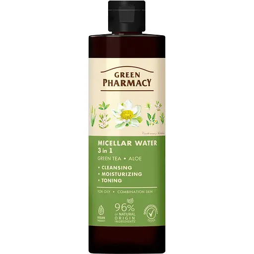 Міцелярна вода 3 в 1 Зелена Аптека Зелений чай та алое 500 мл
