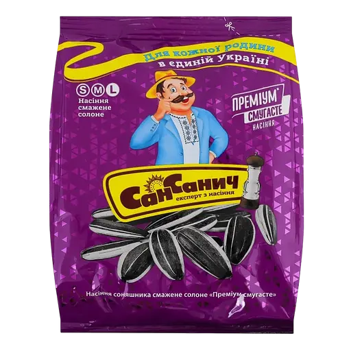 Набір насіння соняшника Сан Санич Преміум: смугасте смажене + смугасте смажене солоне 190 г (2 шт. х 95 г) - фото 2