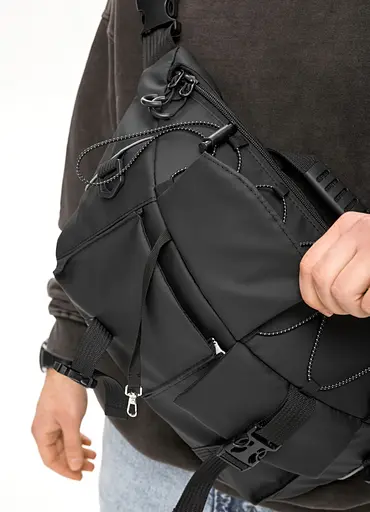 Мужская сумка-бананка под ноутбук Sambag Urban Pro черная 46×26 см (51411264m) - фото 7