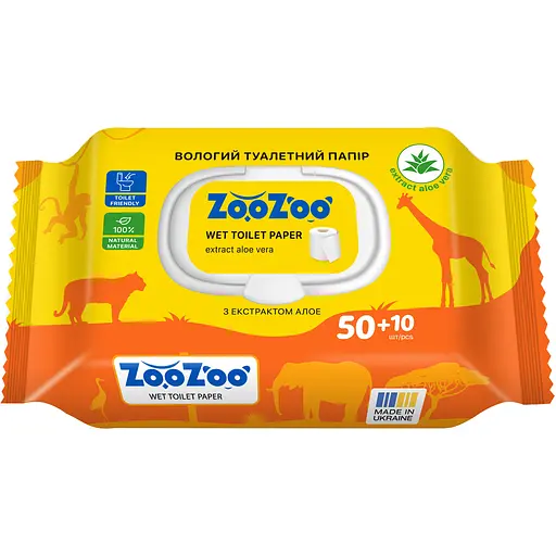 Туалетний папір ZooZoo Aloe вологий 60 шт. - фото 3