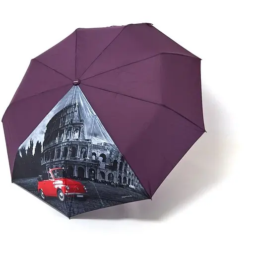Кольорова парасолька-автомат з атласним сегментом для жінок 464 Фіолетовий - фото 1