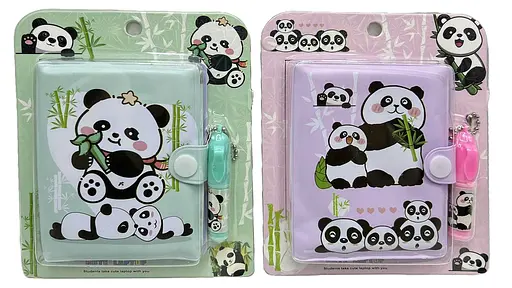 Блокнот на кнопці ПВХ з ручкою-брелоком Панда, 8x10 см, 45 аркушів (В асортименті) - фото 2