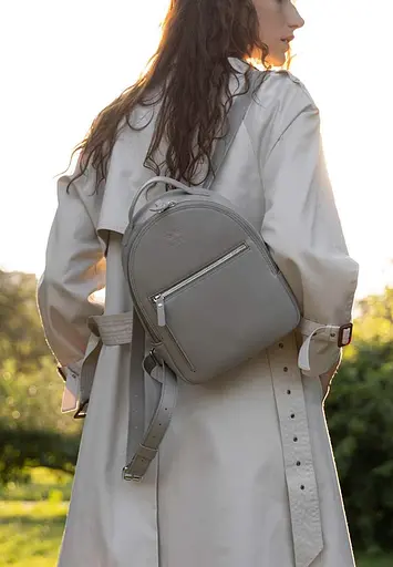 Кожаный рюкзак Groove S серый - фото 4