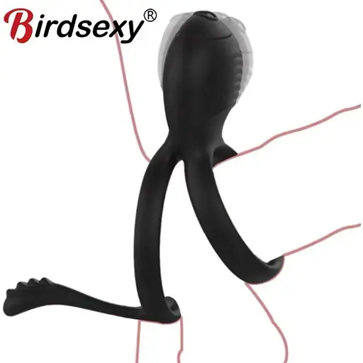 Подвійне ерекційне кільце з хвостиком та вібростимуляцією - фото 7