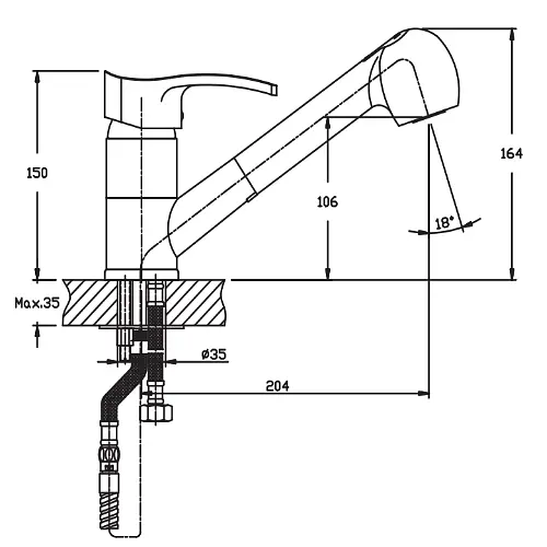 Змішувач для кухні Haiba FOCUS 014 з висувною лійкою (HB0129) - фото 2