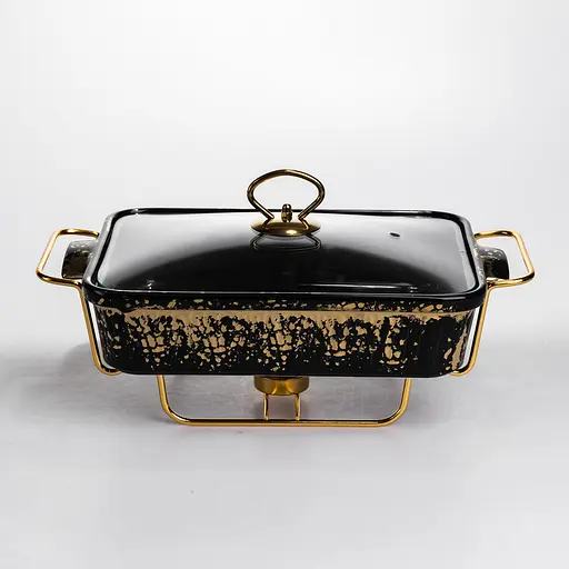 Мармитница прямоугольная Yiwu со стеклянной крышкой на металлической подставке с подогревом 35.5х19х15.5 см настольный мармит для первых блюд ML-874-13 - фото 5