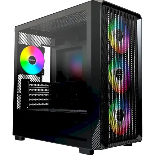 Корпус Montech X5M, Black, Mid Tower, без БЖ, для Micro ATX / Mini ITX, 1xType-C / 1xUSB 3.0 / 1xUSB 2.0, макс. CPU - 165 мм / GPU - 405 мм, 4x120 мм ARGB, бічна панель із загартованого скла - фото 4