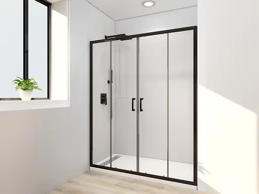 Дверь в нишу Mixxus Premium Diverse SD01-160x185-TR Black прозрачное стекло 5 мм MI6879, универсальная, прозрачная, черный матовый - фото 5