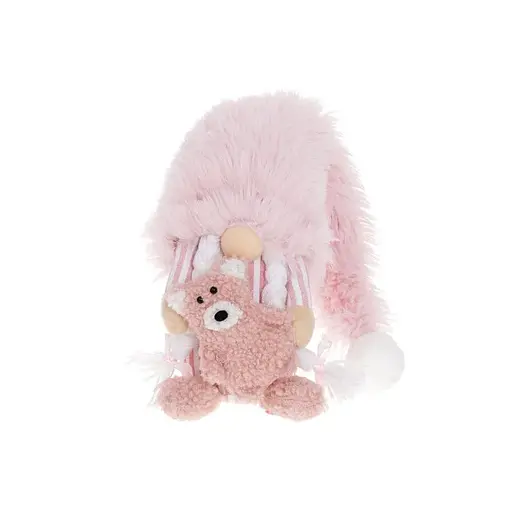 Новогодняя мягкая игрушка BonaDi Гном 63 см с мишкой Декоративная фигурка Розовая - фото 1