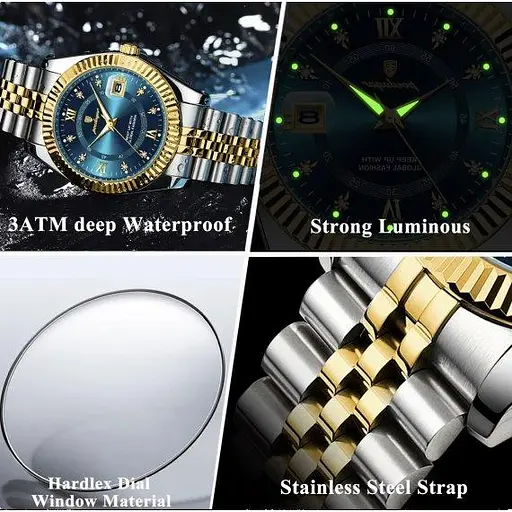 Чоловічий наручний годинник Poedagar Dublin (Сріблястий з золотистим) - фото 6