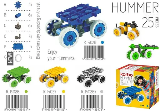 Набор для творческого конструирования Korbo Hummer 25 деталей синий (R.1402B) - фото 2