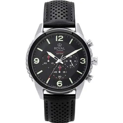 Мужские водонепроницаемые наручные часы Royal London 41398-04 кварцевые с кожаным ремешком