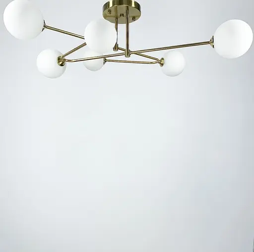 Потолочная люстра в латунном корпусе с изогнутыми рожками на 6 ламп Line.F YQ 317/6 AB - фото 4