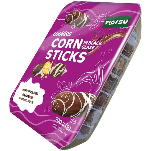 Кукурудзяні палички Norsu в чорній глазурі 100 г - фото 1