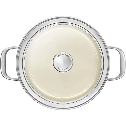 Кастрюля с крышкой KitchenAid Steel Core 20 см миндальный крем (CC003266-001) - фото 3
