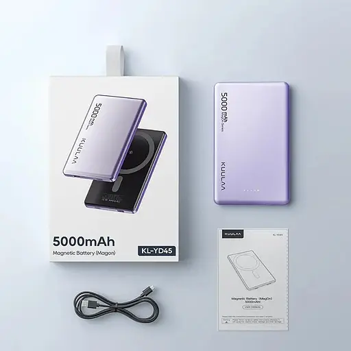 Повербанк Kuulaa MagSafe Powerbank беспроводной с беспроводной зарядкой для iPhone магнитный 5000 mAh 20W Titanium - фото 9
