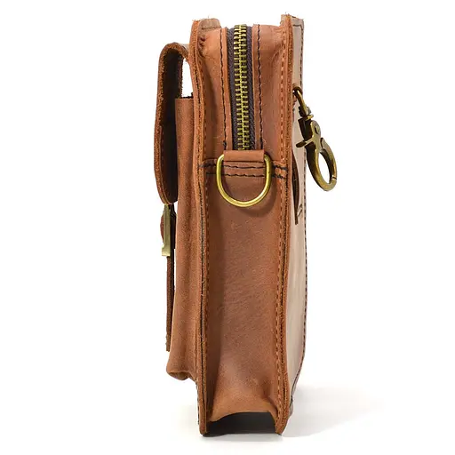 Кожаная мужская сумка на пояс TARWA 20х13.5х5 см sum0026007 - фото 8