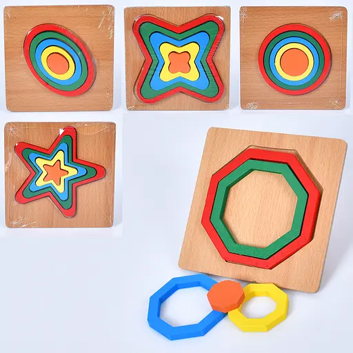 Дерев’яна іграшка Геометрика пазли, 5 деталей (В асортименті) - фото 2