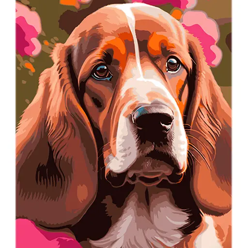 Набір для розпису по номерах Вираз собачого погляду, Strateg, на кольоровому фоні, 40x50 см, MZ018